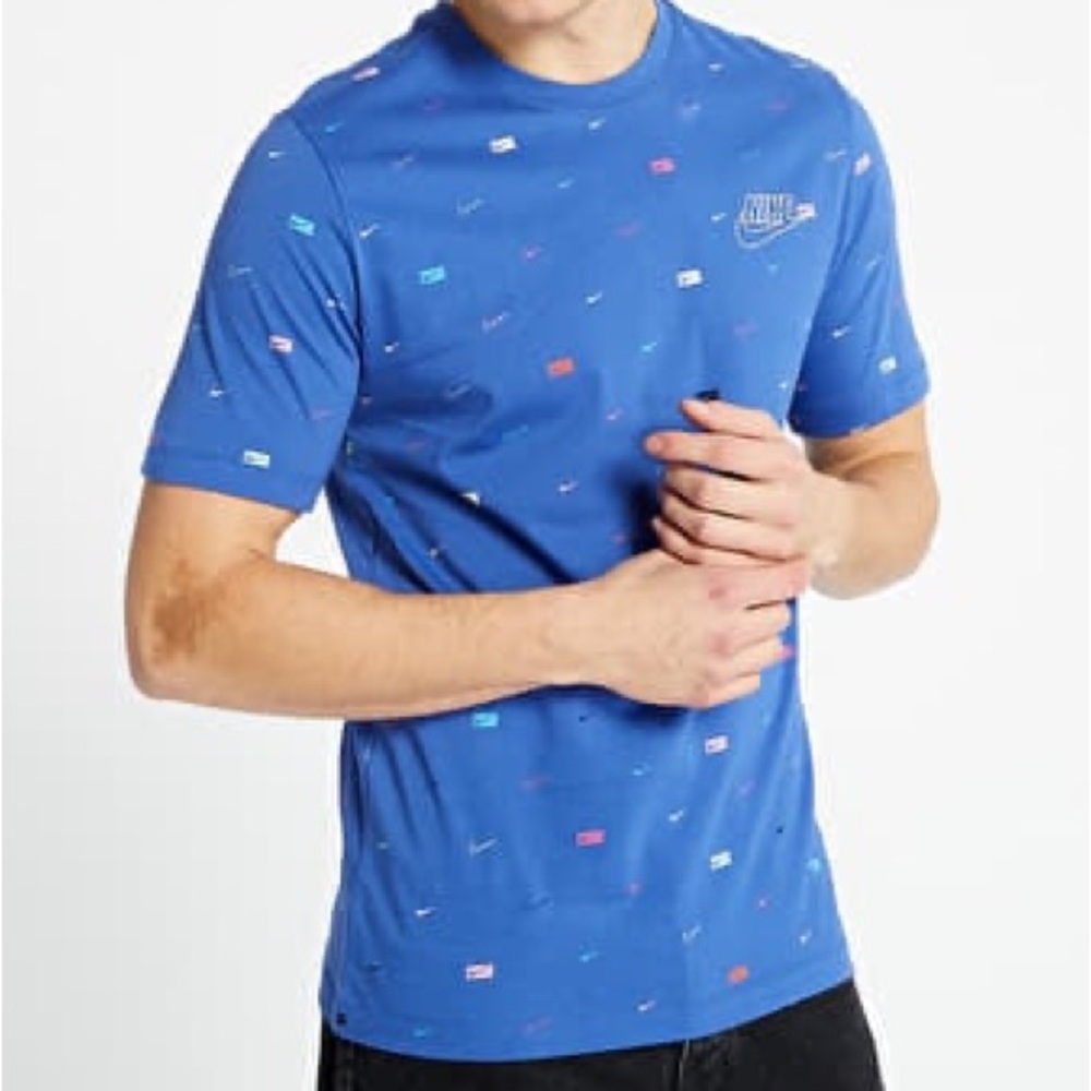 Nike Blue Multicolor Swish Nike Shirt Men’s Size L